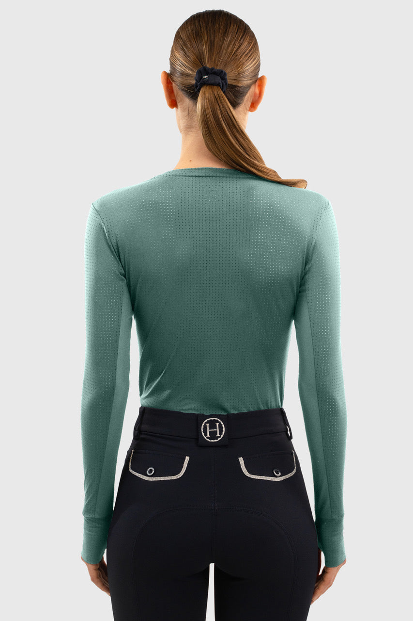 Harcour USA - Bluvea Women's Perforated Long Sleeve Crew Neck