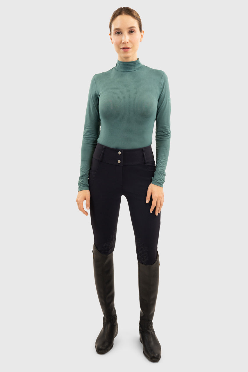 Harcour USA - Venti Women's Mock Neck Perforated Long Sleeve Technical Shirt