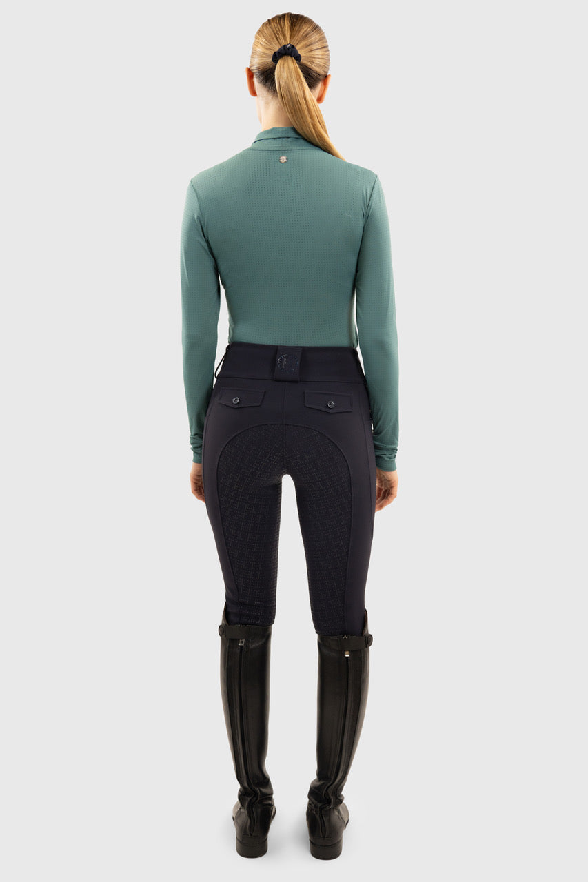Harcour USA - Venti Women's Mock Neck Perforated Long Sleeve Technical Shirt