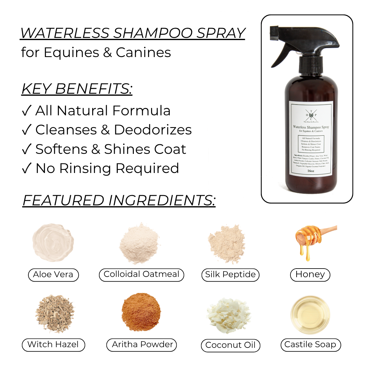 The Hoof & Paw Co. Waterless Shampoo Spray for Dogs & Horses - 16oz