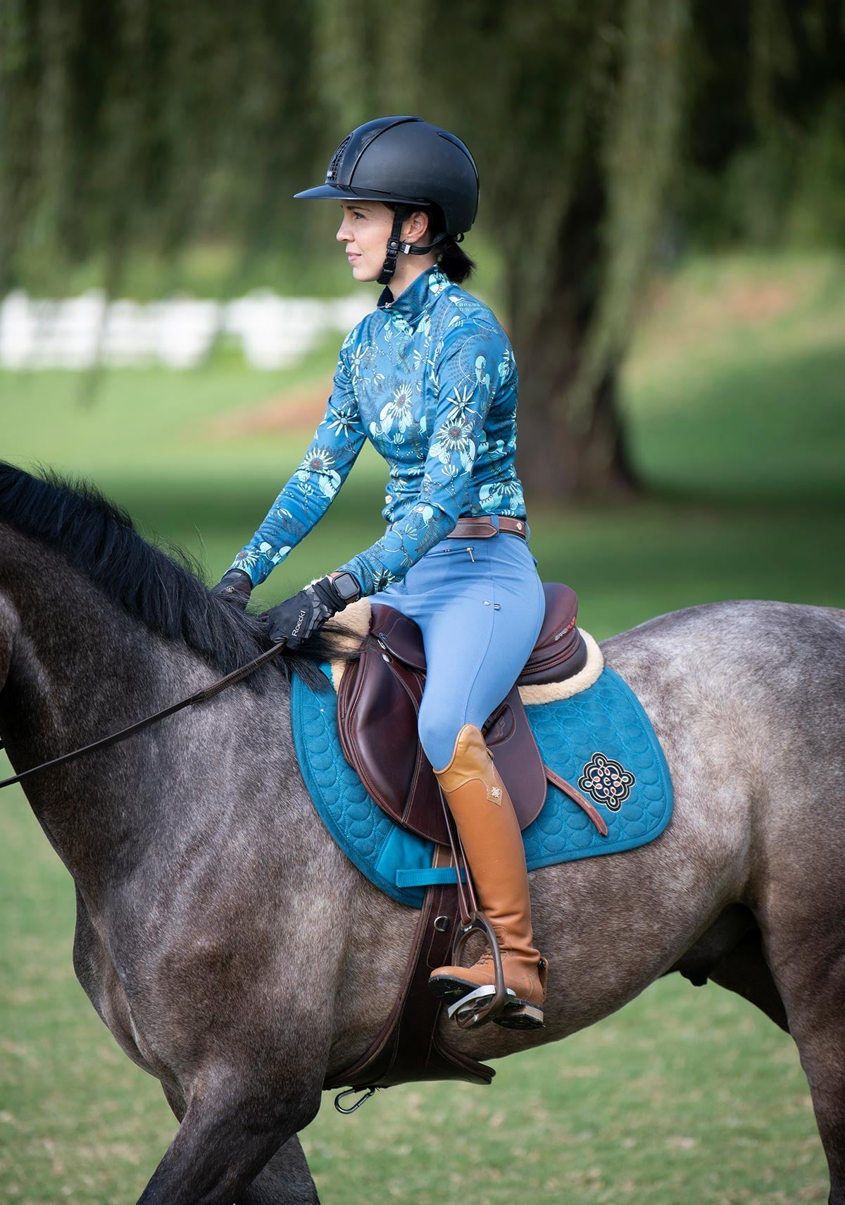 Espoir - Mint Magic on Harbor Blue Quarter Zip Sun Shirt