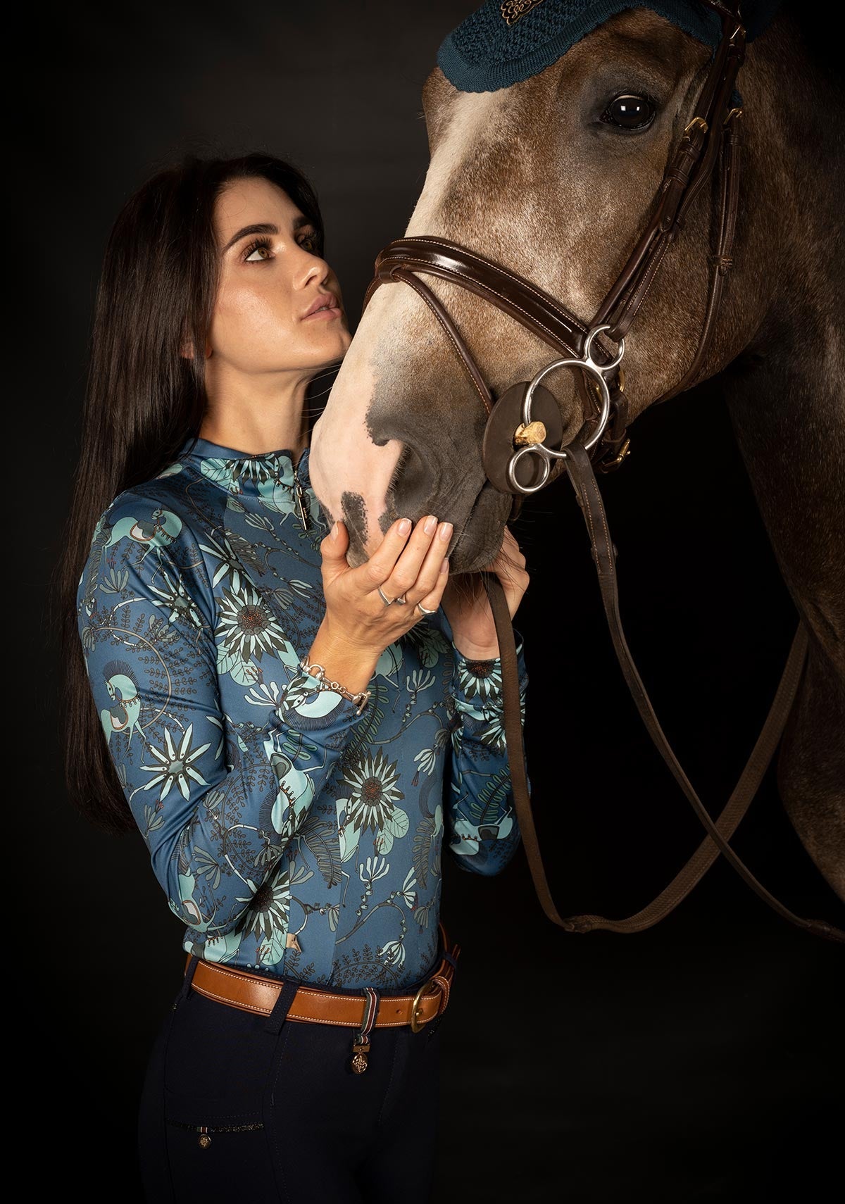 Espoir - Mint Magic on Harbor Blue Quarter Zip Sun Shirt
