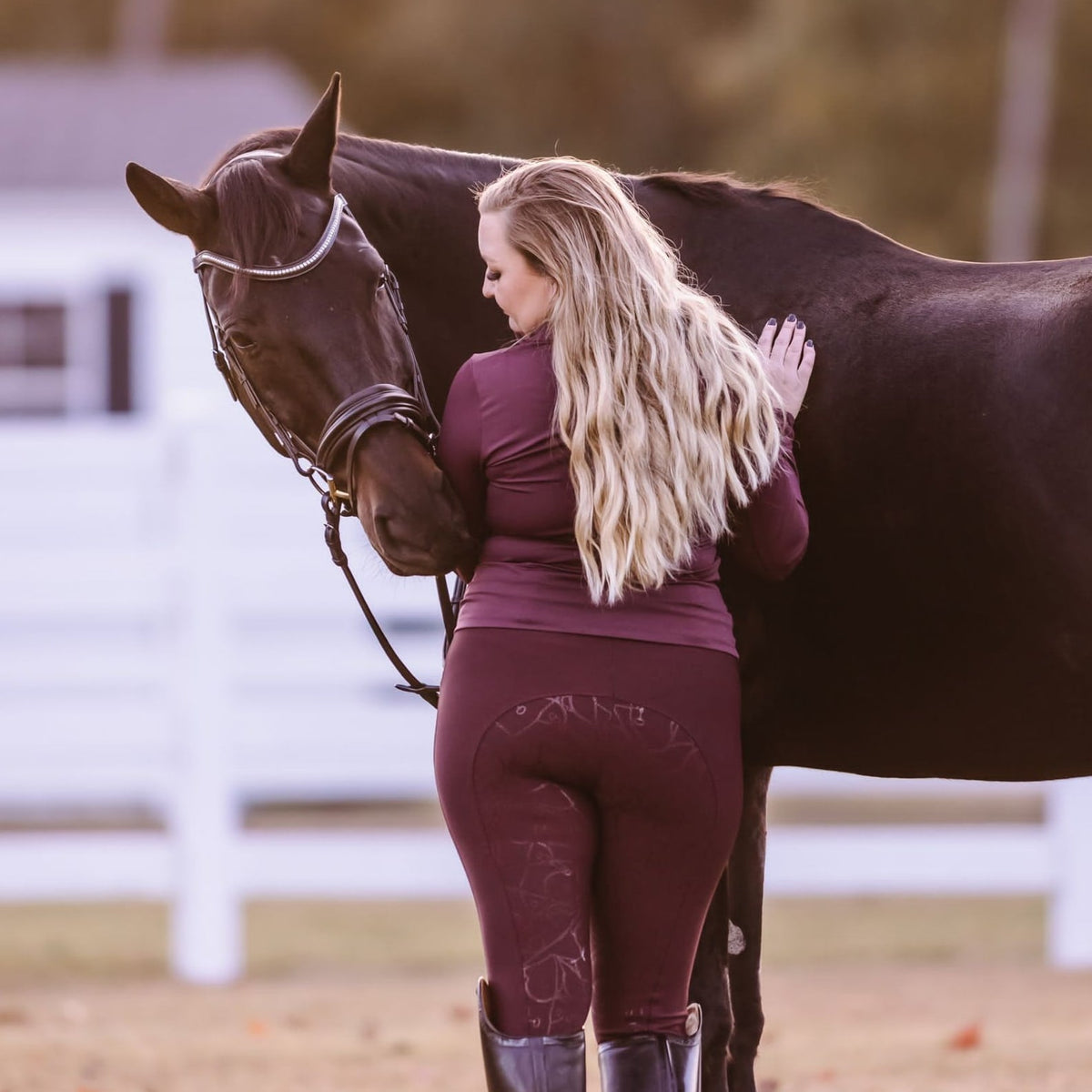 Dressage Queen Dream - Burgundy Silicone Grip Breeches with Belt Loops
