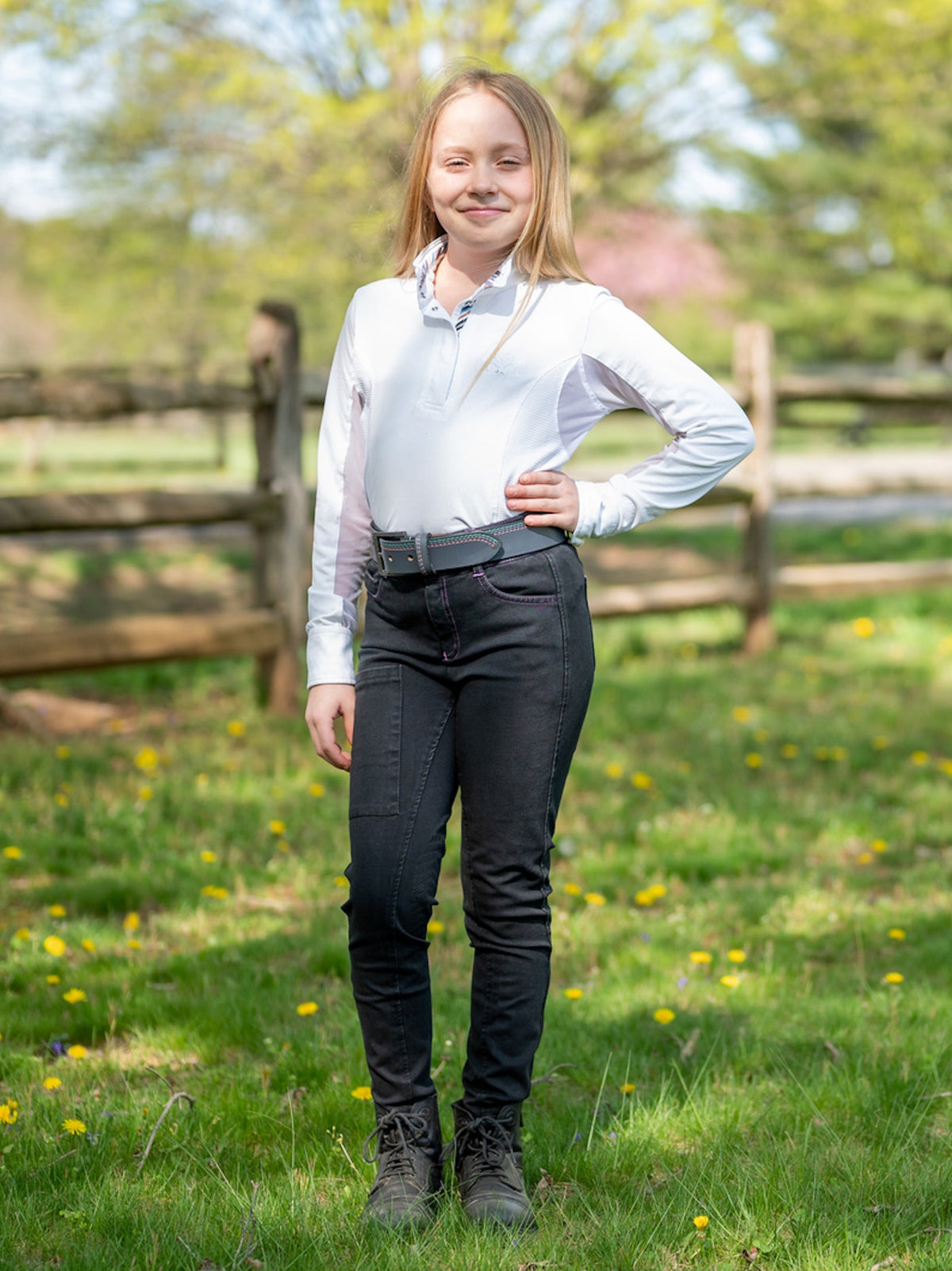 FITS Riding - Girl's Denim Knee Patch Tread Breech