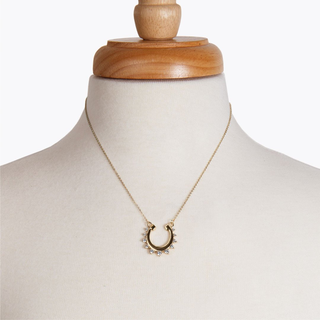 Urban Equestrian - Anola - Diamond Cut Horseshoe Necklace in Gold