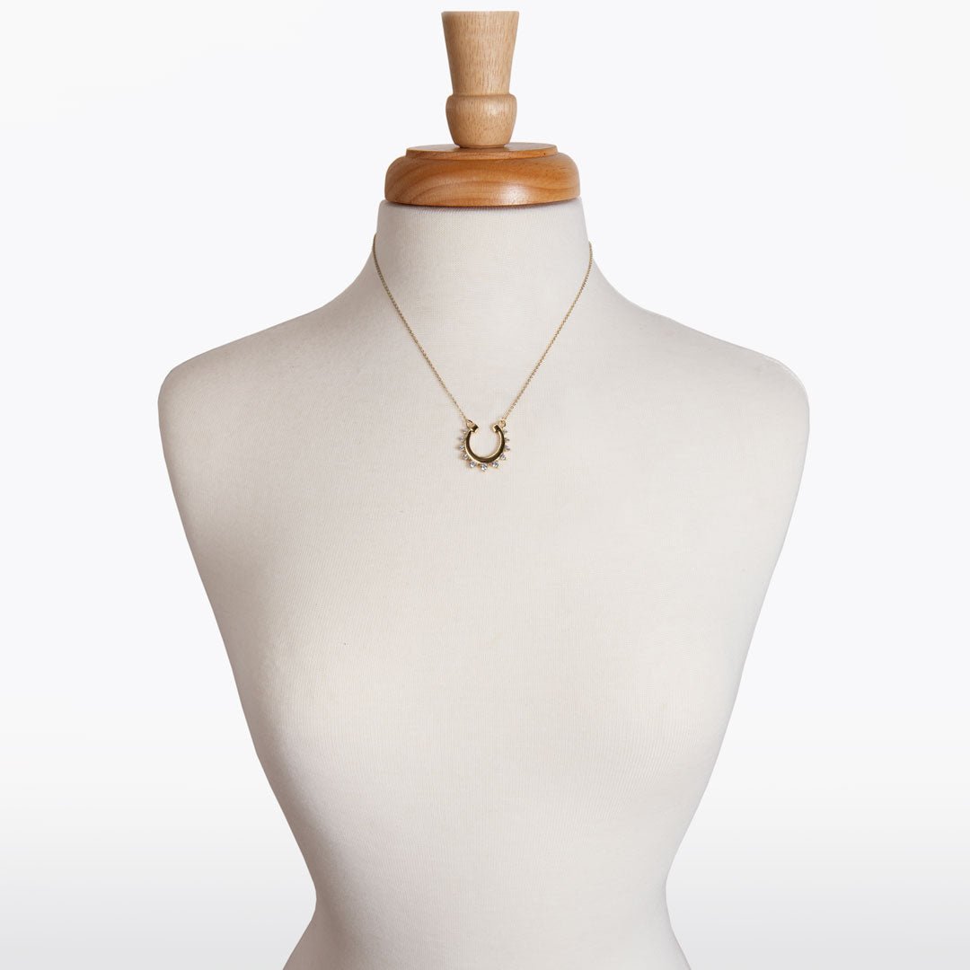 Urban Equestrian - Anola - Diamond Cut Horseshoe Necklace in Gold