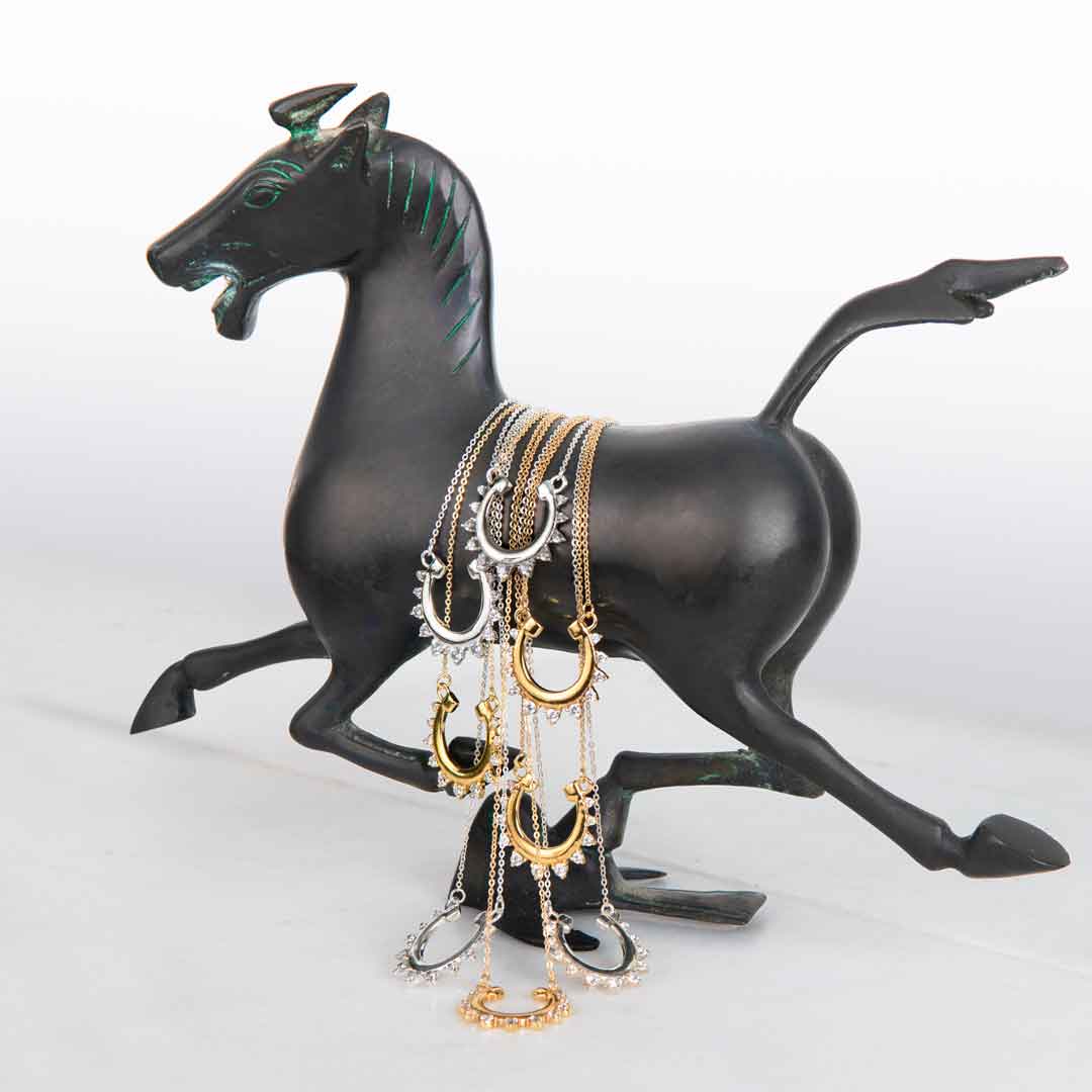 Urban Equestrian - Anola - Diamond Cut Horseshoe Necklace in Gold