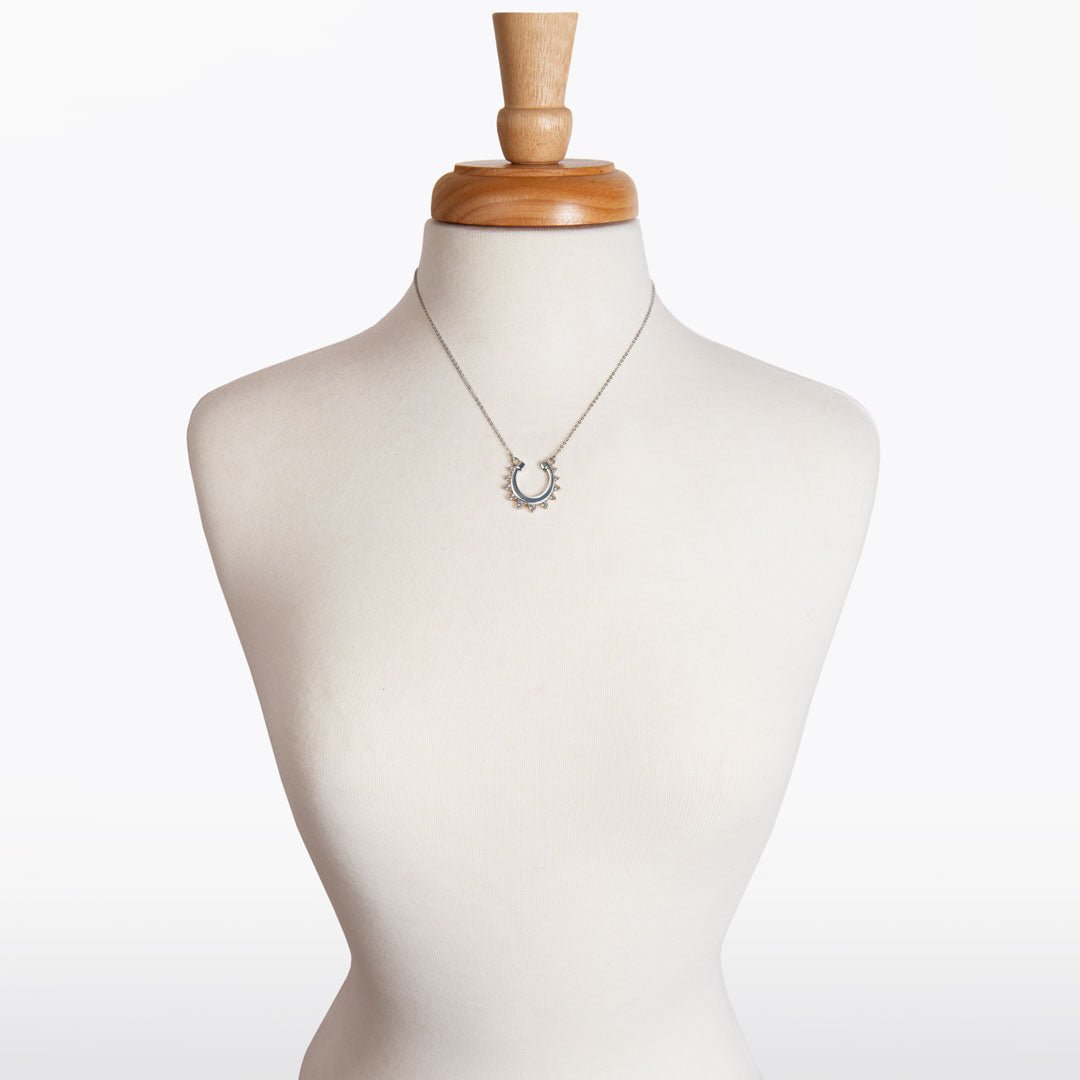 Urban Equestrian - Anola - Diamond Cut Horseshoe Necklace in Silver