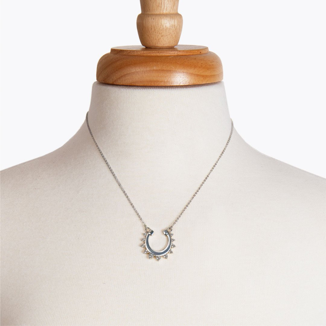 Urban Equestrian - Anola - Diamond Cut Horseshoe Necklace in Silver
