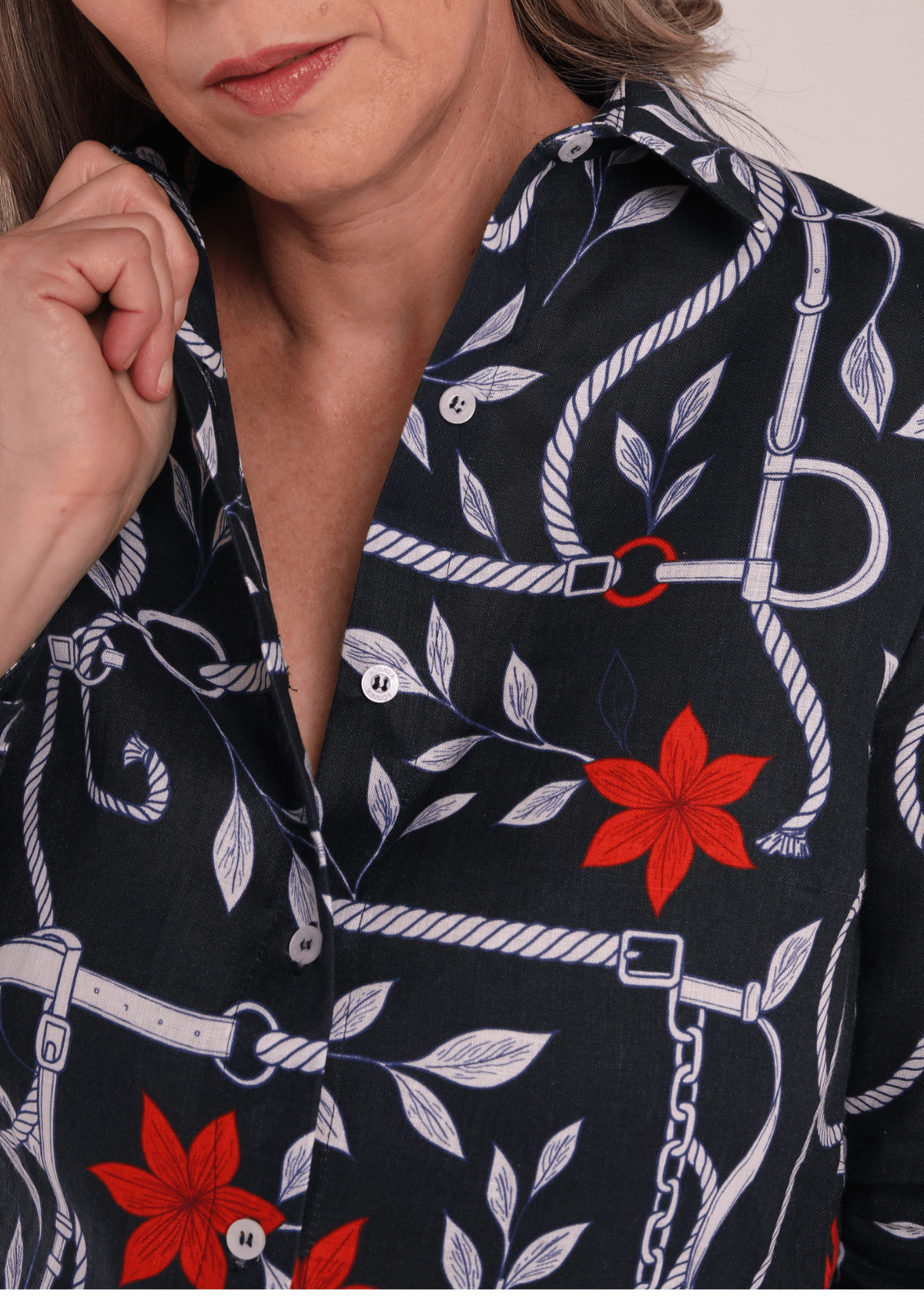 Rönner | Basic Linen Shirt | Ropes Print