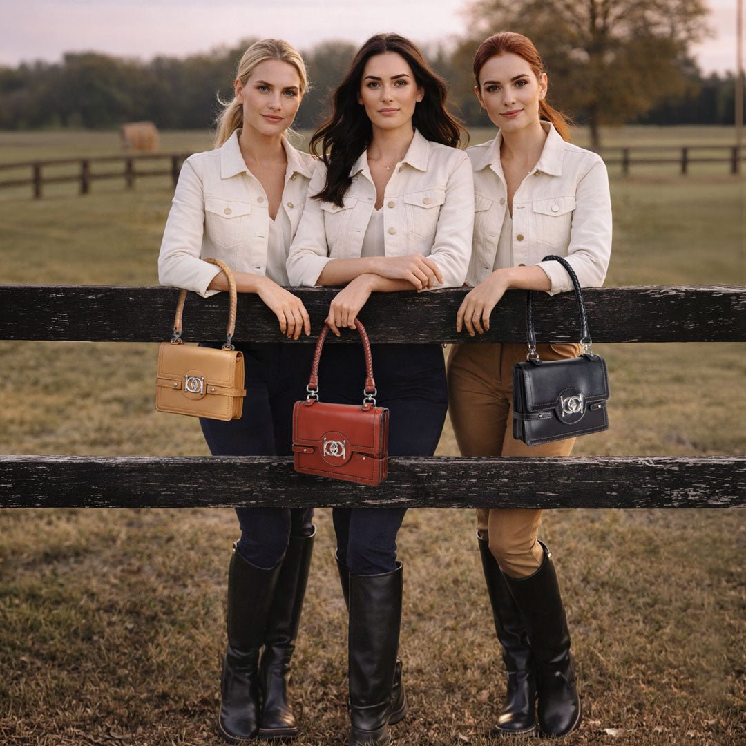 Urban Equestrian Bella -  Horse Bit Talisman Crossbody Luxury Leather Handbag in Cognac