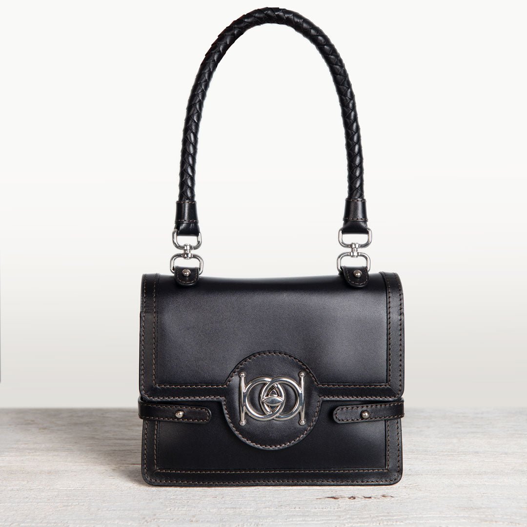 Urban Equestrian Bella -  Horse Bit Talisman Crossbody Luxury Leather Handbag in Black