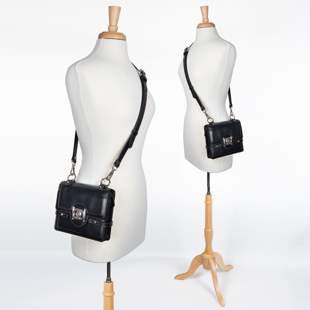 Urban Equestrian Bella -  Horse Bit Talisman Crossbody Luxury Leather Handbag in Black
