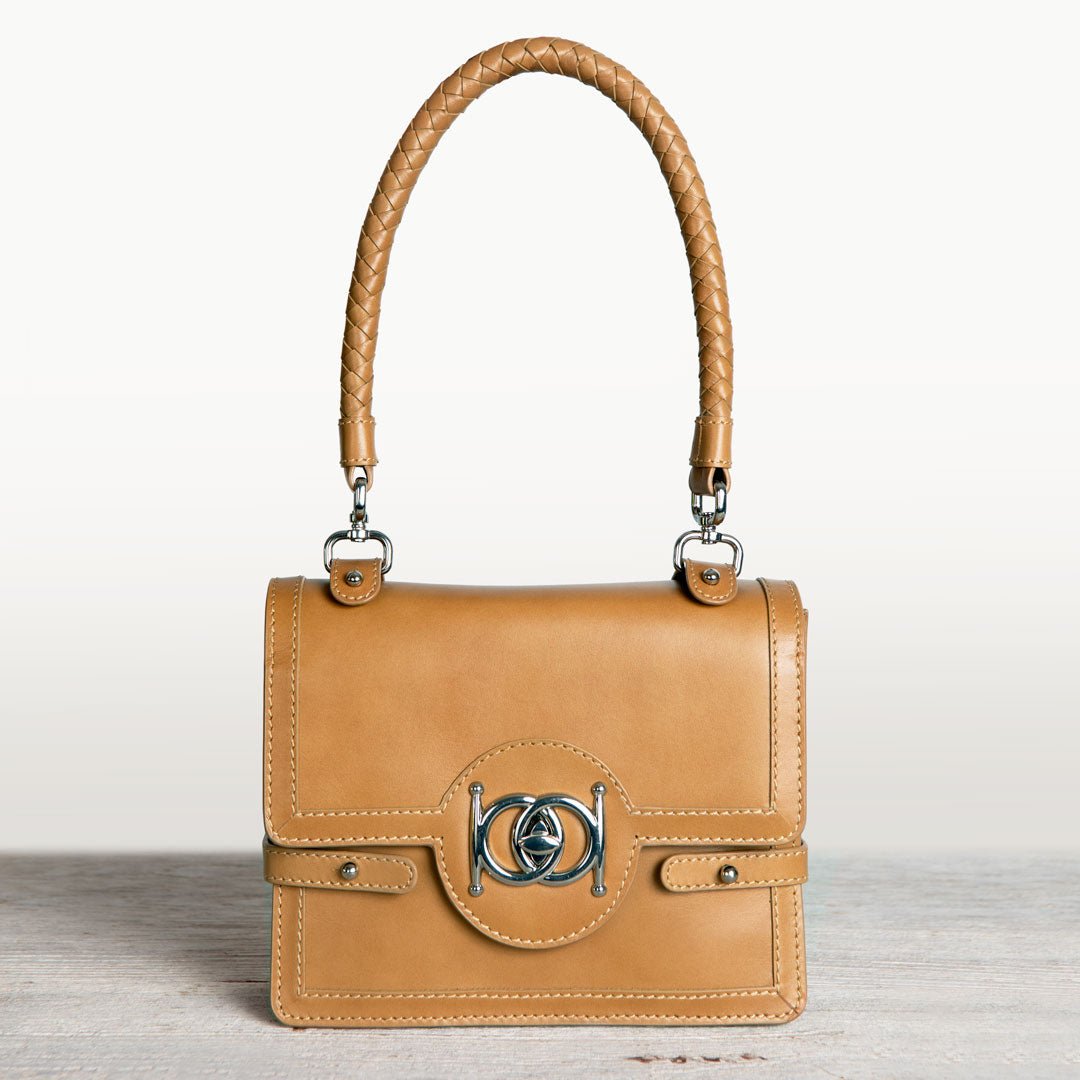Urban Equestrian Bella -  Horse Bit Talisman Crossbody Luxury Leather Handbag in Caramel