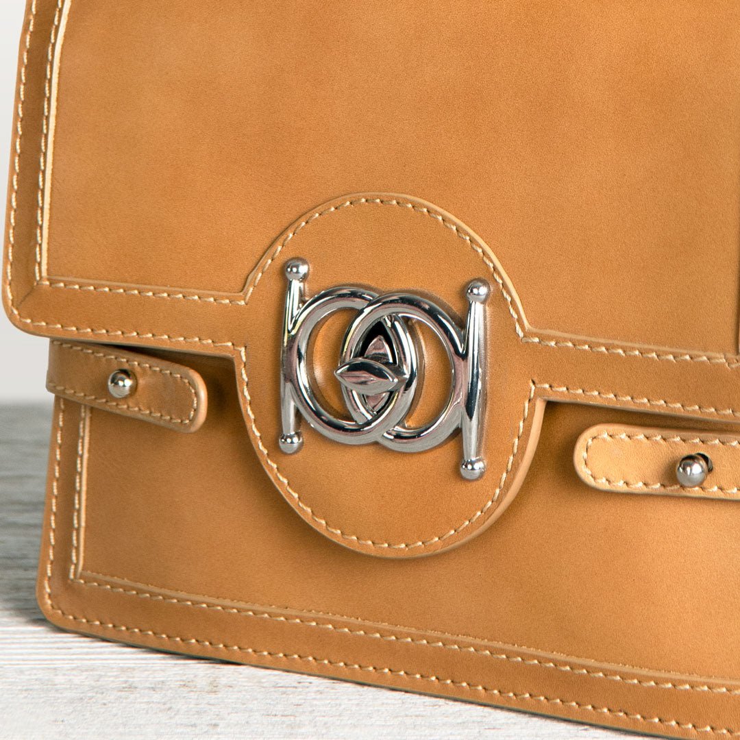 Urban Equestrian Bella -  Horse Bit Talisman Crossbody Luxury Leather Handbag in Caramel
