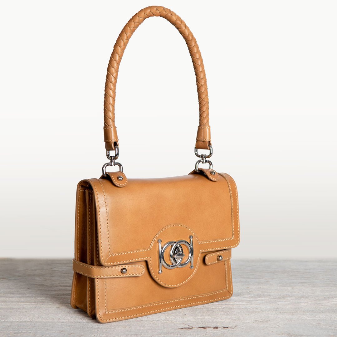 Urban Equestrian Bella -  Horse Bit Talisman Crossbody Luxury Leather Handbag in Caramel
