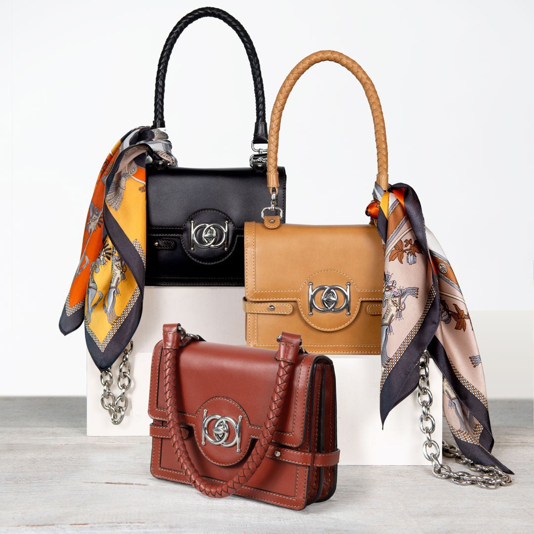Urban Equestrian Bella -  Horse Bit Talisman Crossbody Luxury Leather Handbag in Caramel