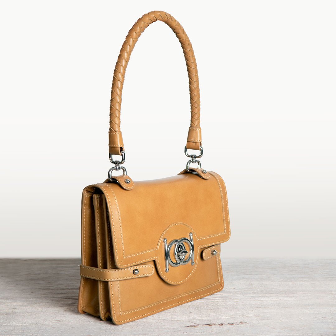 Urban Equestrian Bella -  Horse Bit Talisman Crossbody Luxury Leather Handbag in Caramel