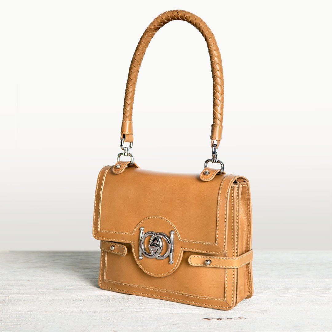 Urban Equestrian Bella -  Horse Bit Talisman Crossbody Luxury Leather Handbag in Caramel