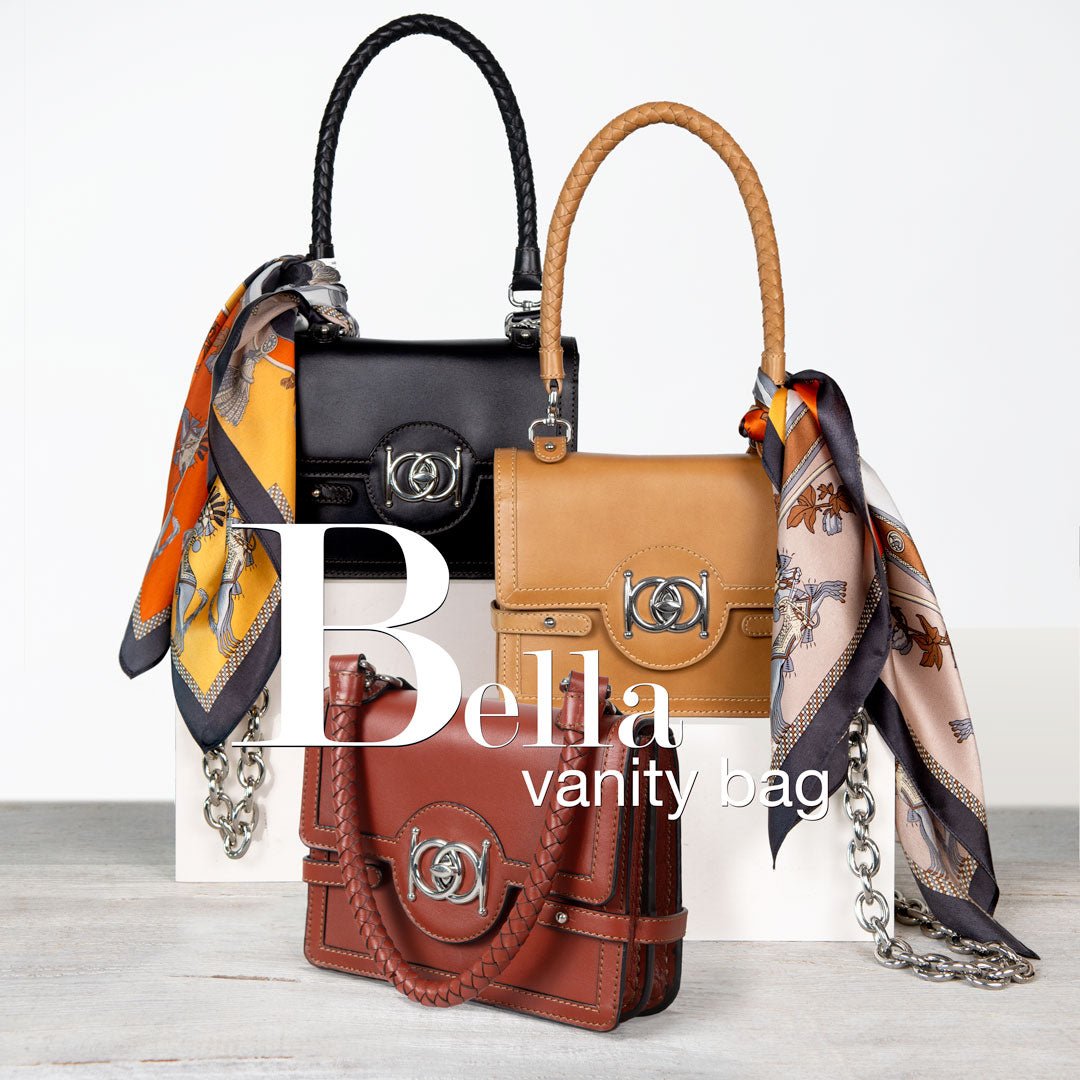 Urban Equestrian Bella -  Horse Bit Talisman Crossbody Luxury Leather Handbag in Cognac