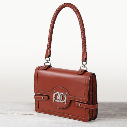 Urban Equestrian Bella -  Horse Bit Talisman Crossbody Luxury Leather Handbag in Cognac