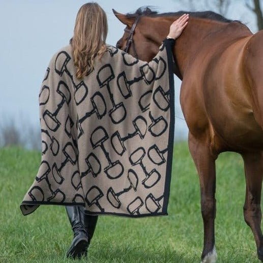 Reversible Sustainable Knit Equestrian Throw Blanket - Bits