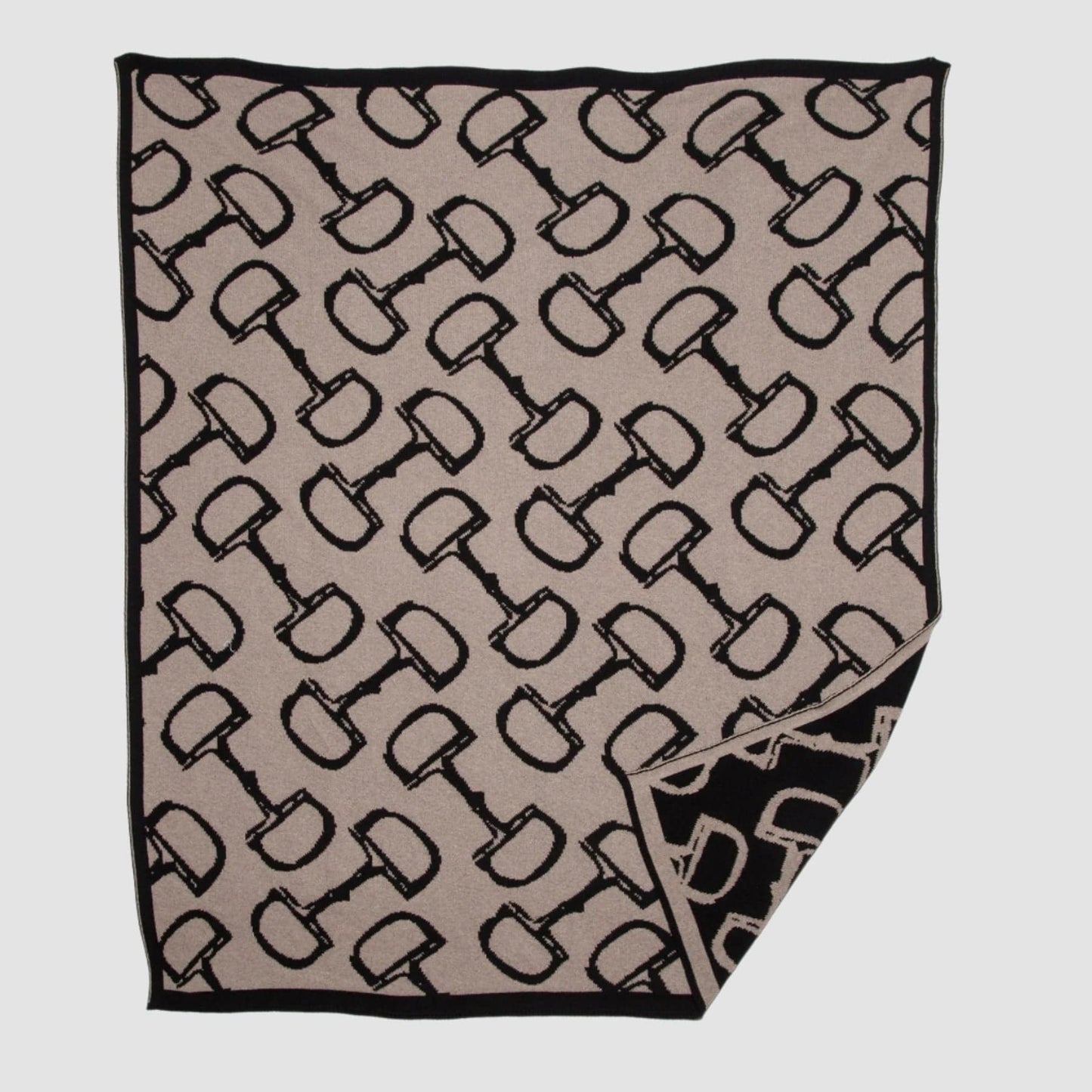 Reversible Sustainable Knit Equestrian Throw Blanket - Bits