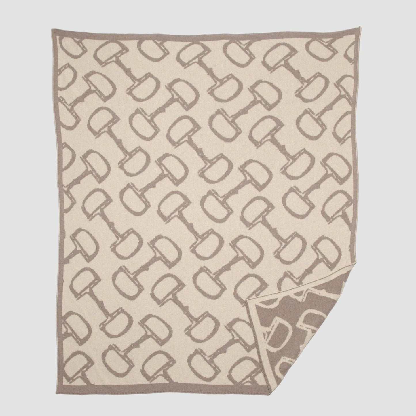 Reversible Sustainable Knit Equestrian Throw Blanket - Bits