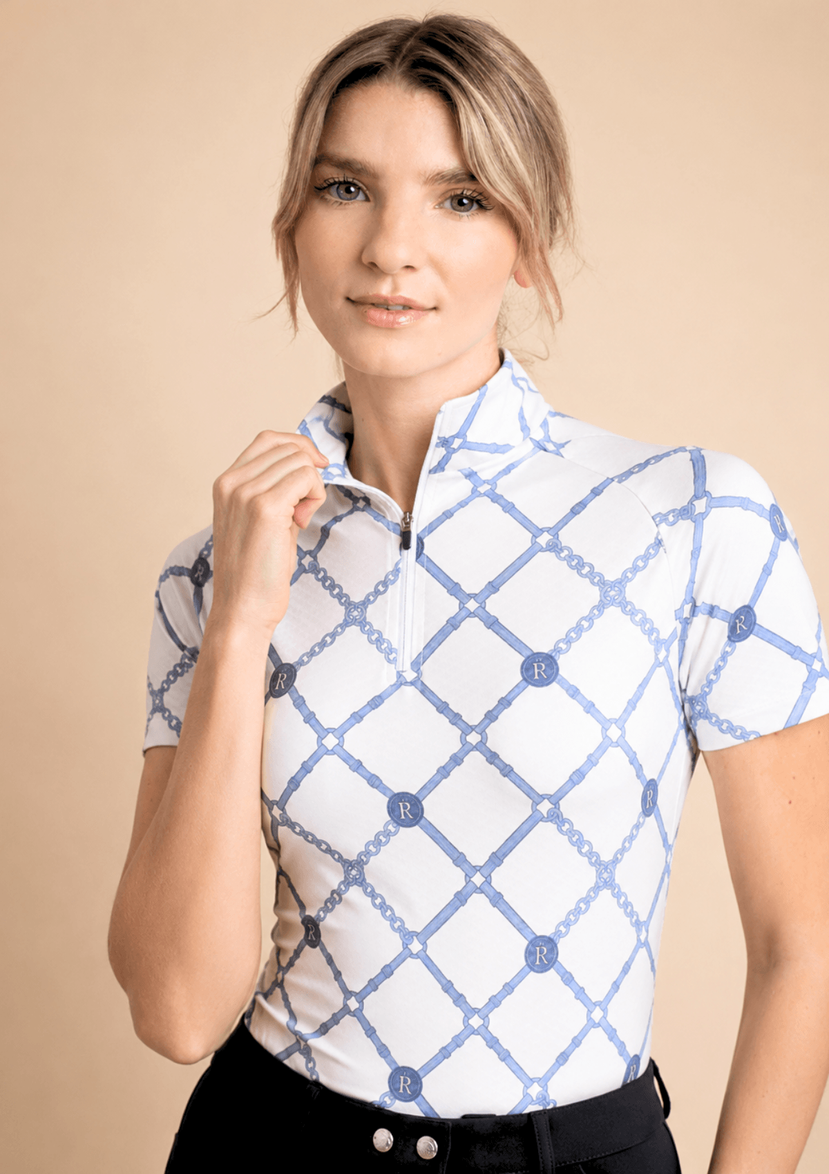 Rönner | Bliss Quarter-Zip | Short Sleeve | Beltina Print | Blue