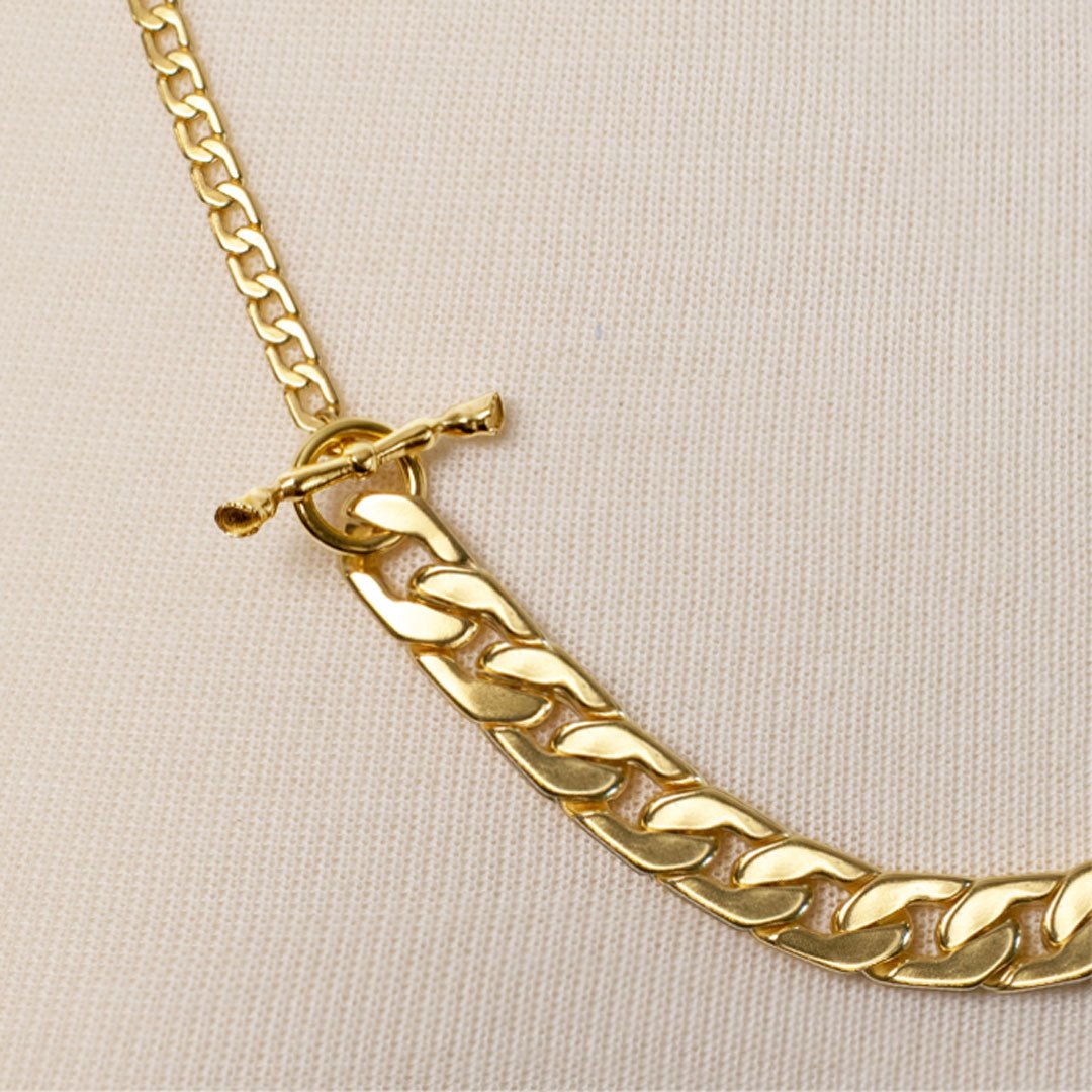 Urban Equestrian - Cadence - Convertible Equestrian Curb Chain T-Bar Necklace in Gold