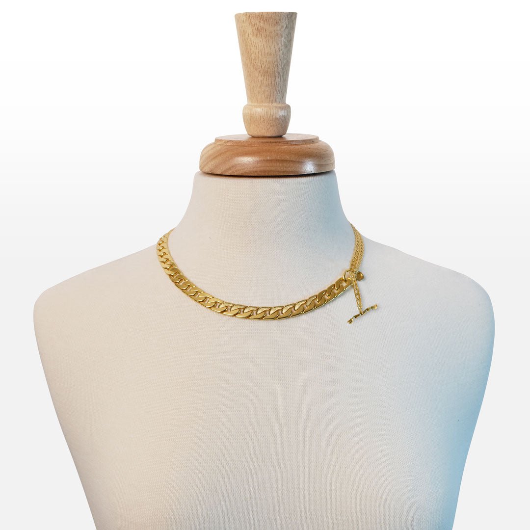 Urban Equestrian - Cadence Equestrian Bracelet - Wide Gold Curb Chain Cuff