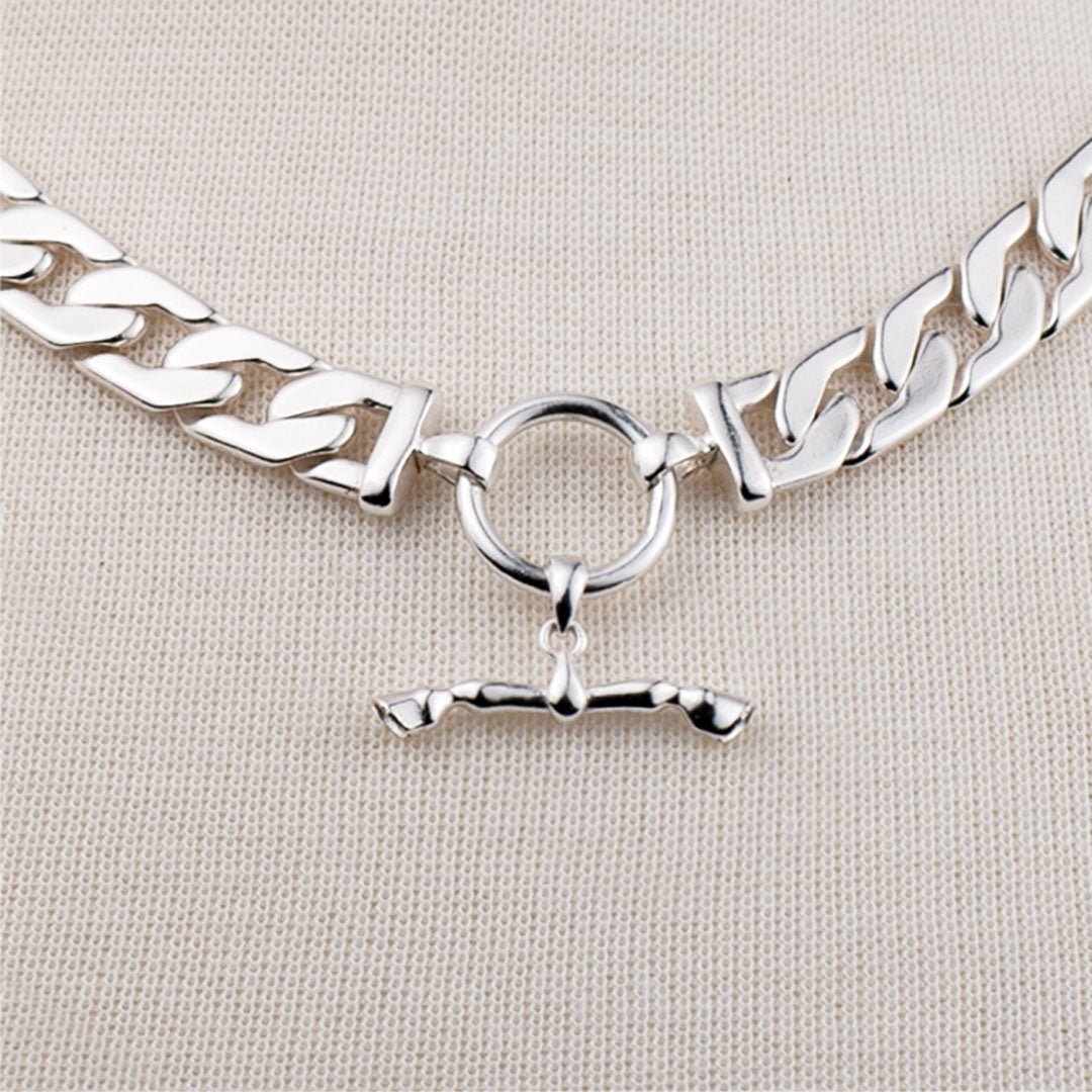 Urban Equestrian - Cadence Equestrian Bracelet  - Wide Silver Curb Chain Cuff