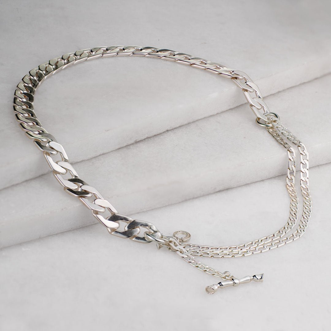 Urban Equestrian - Cadence Equestrian Bracelet  - Wide Silver Curb Chain Cuff