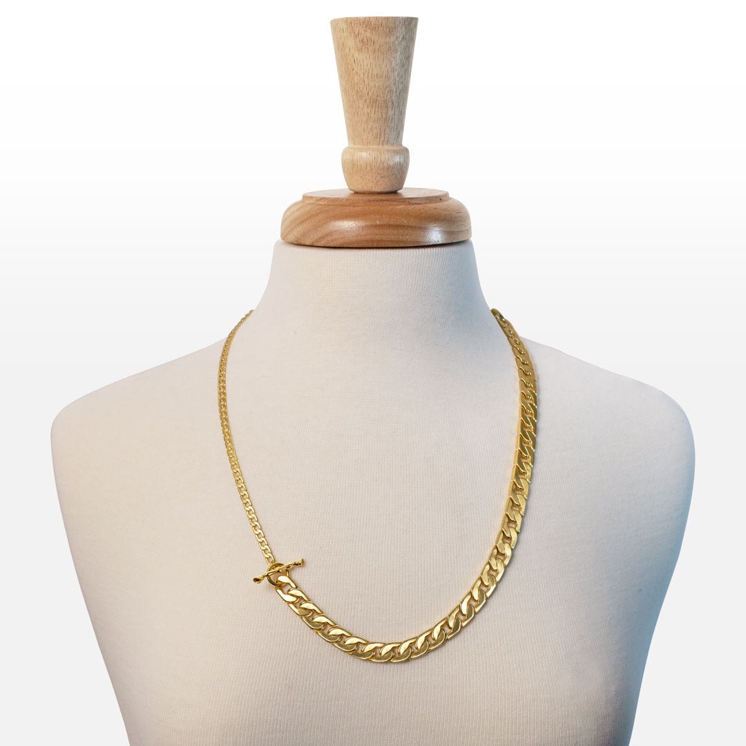 Urban Equestrian - Cadence - Equestrian Curb Chain T-Bar Necklace in Gold