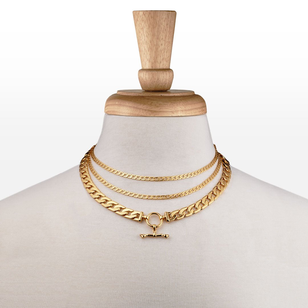 Urban Equestrian - Cadence - Equestrian Curb Chain T-Bar Necklace in Gold