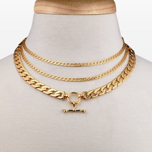 Urban Equestrian - Cadence - Equestrian Curb Chain T-Bar Necklace in Gold