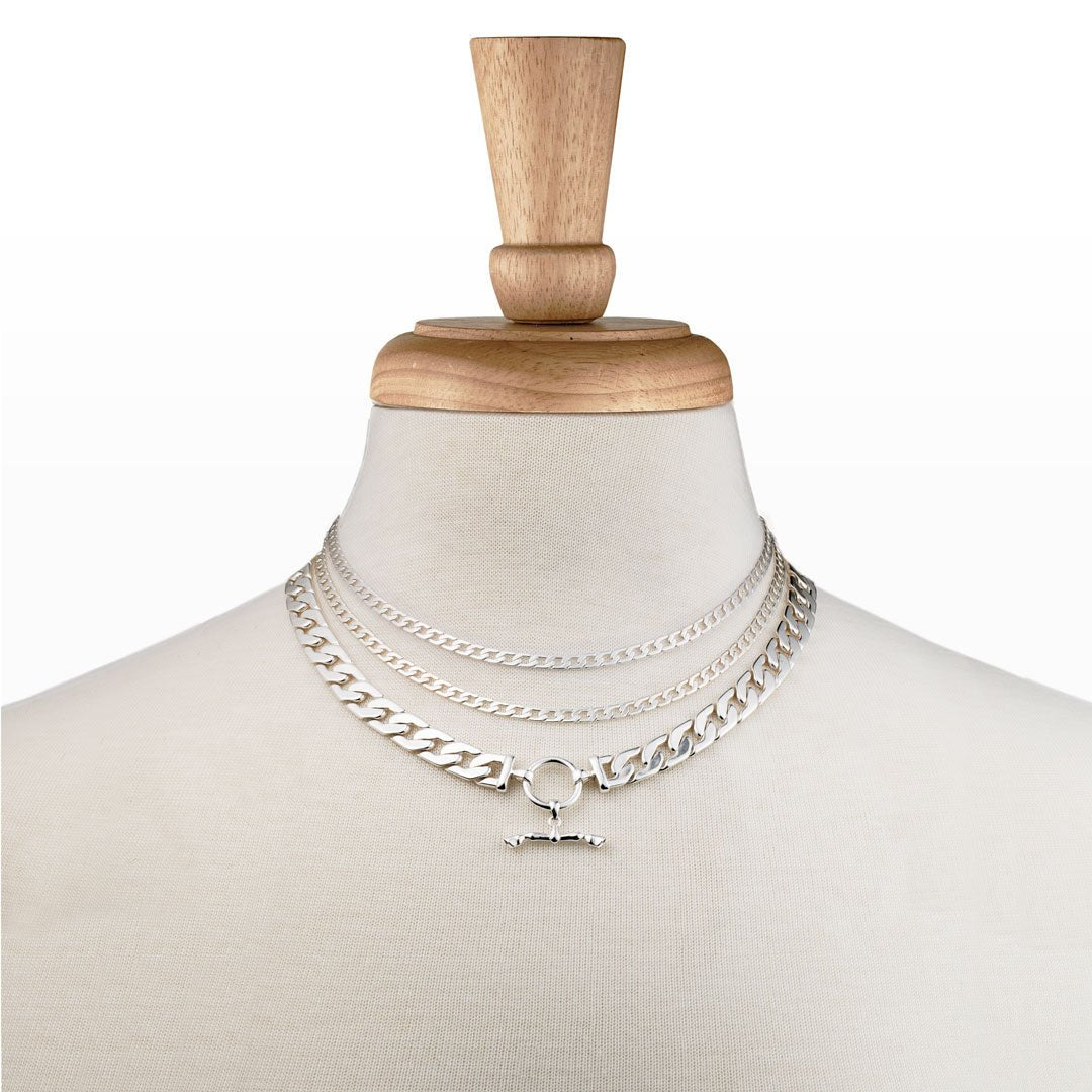 Urban Equestrian - Cadence - Equestrian Curb Chain T-Bar Necklace in Silver