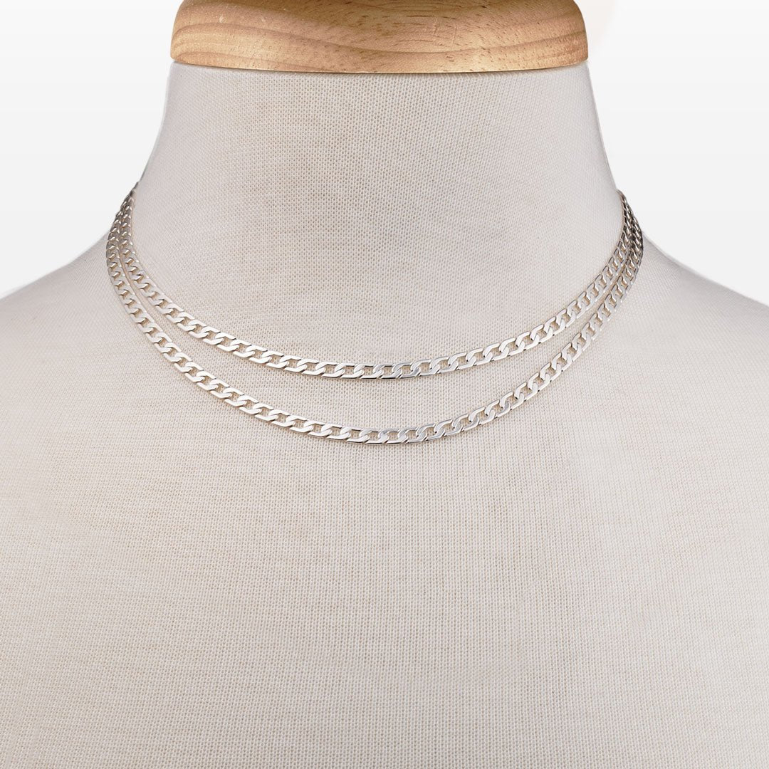 Urban Equestrian - Cadence - Equestrian Curb Chain T-Bar Necklace in Silver