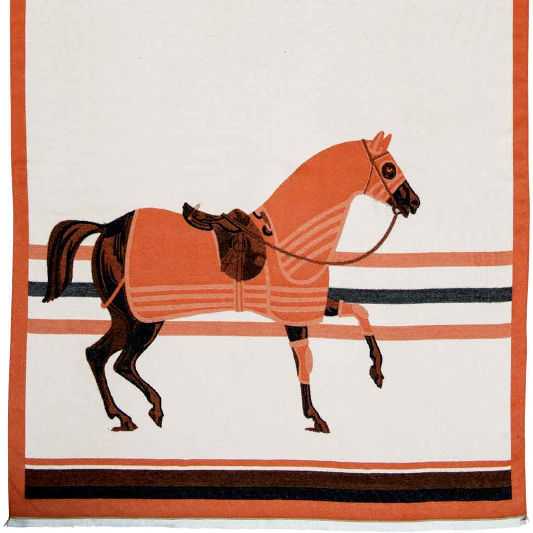 Urban Equestrian Cali -  Tangerine Equestrian Motif Luxe Shawl
