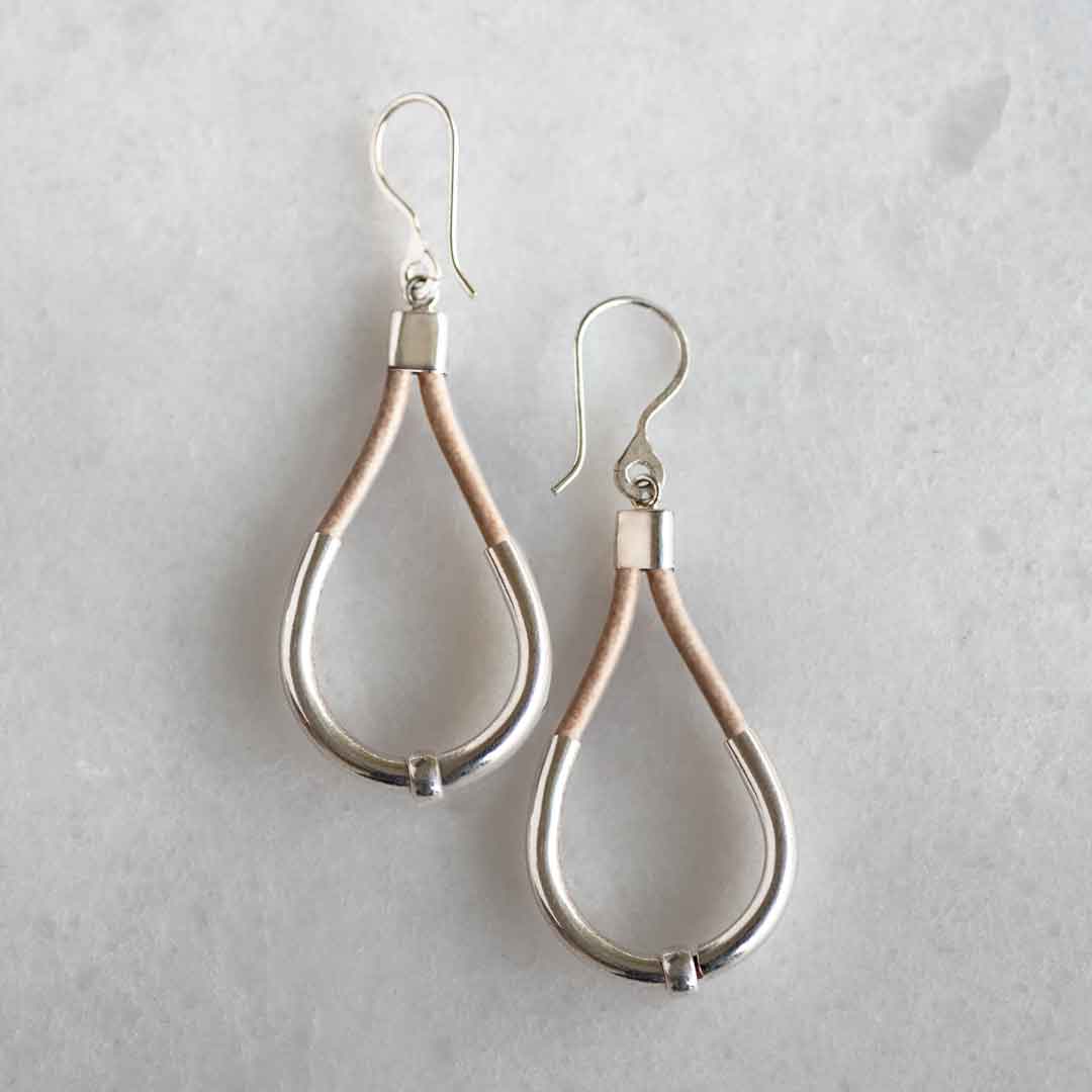 Urban Equestrian - Calista - Sterling Silver Bosal Horseshoe Earring on Natural Leather