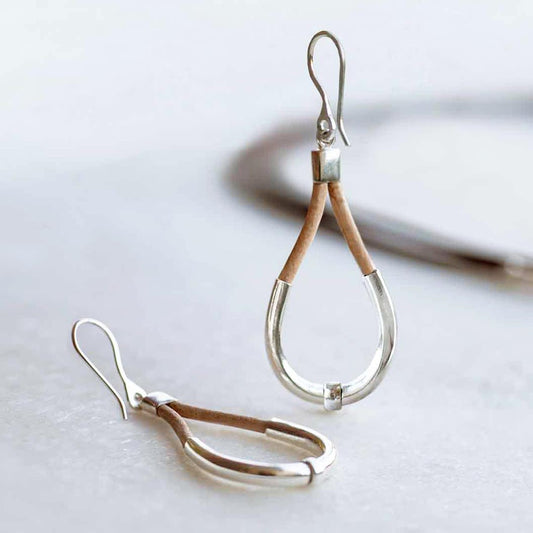 Urban Equestrian - Calista - Sterling Silver Bosal Horseshoe Earring on Natural Leather