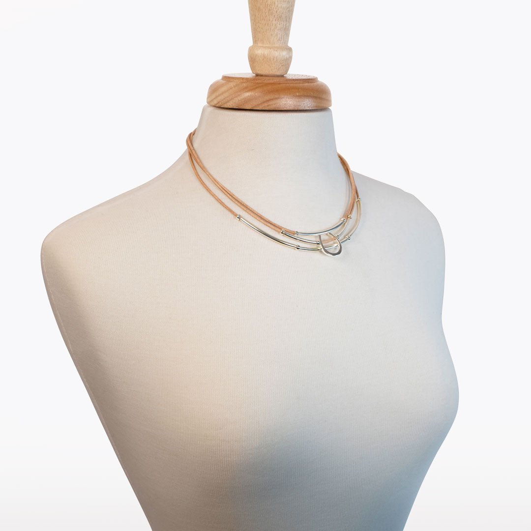 Urban Equestrian - Calista - Equestrian Horseshoe Necklace on Natural Leather