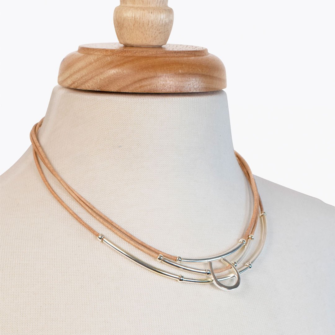 Urban Equestrian - Calista - Equestrian Horseshoe Necklace on Natural Leather