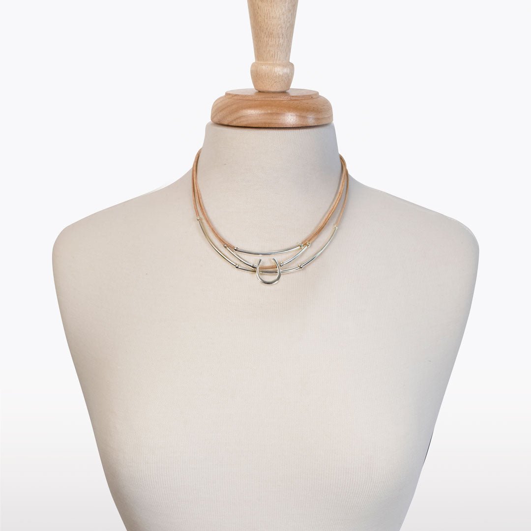 Urban Equestrian - Calista - Equestrian Horseshoe Necklace on Natural Leather