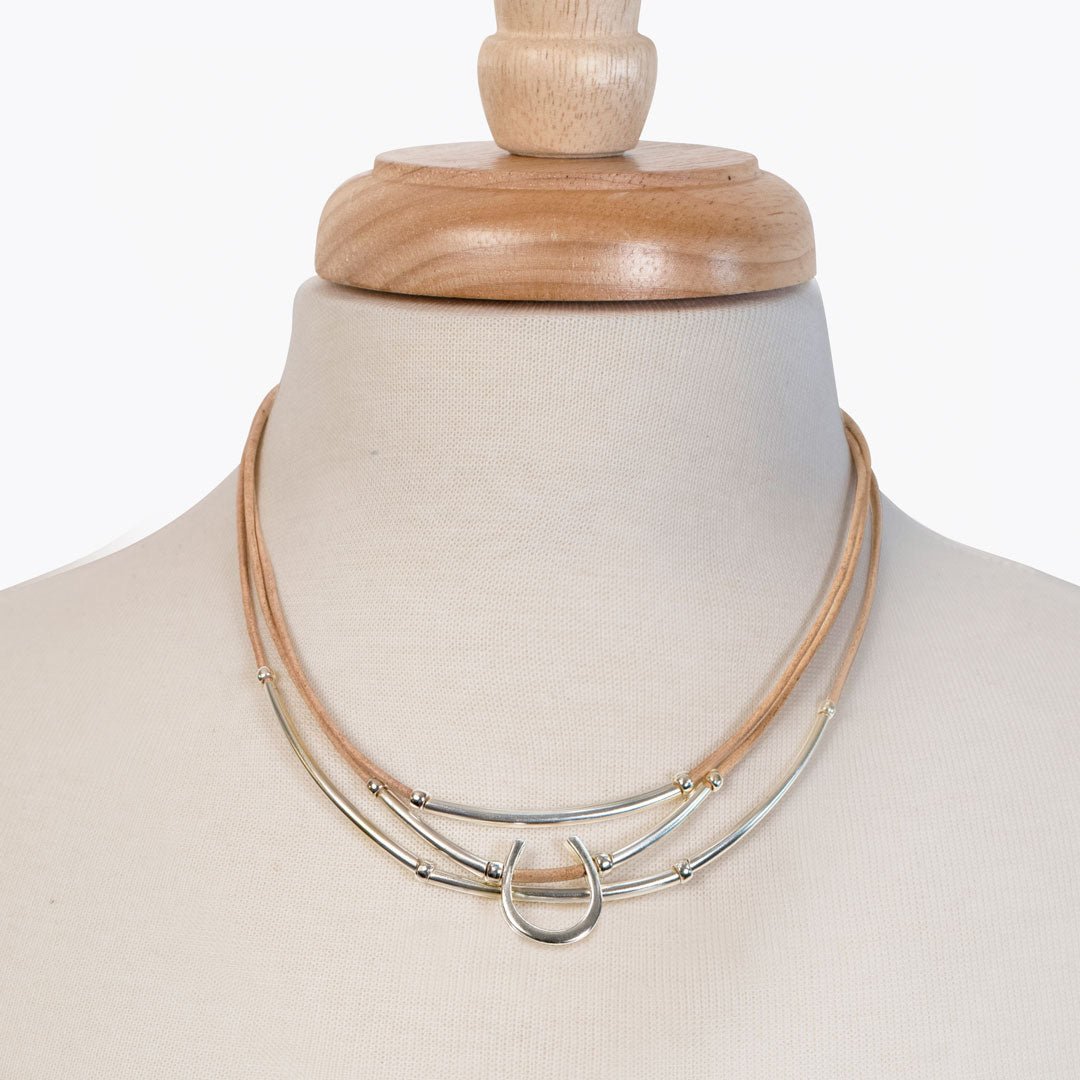 Urban Equestrian - Calista - Equestrian Horseshoe Necklace on Natural Leather