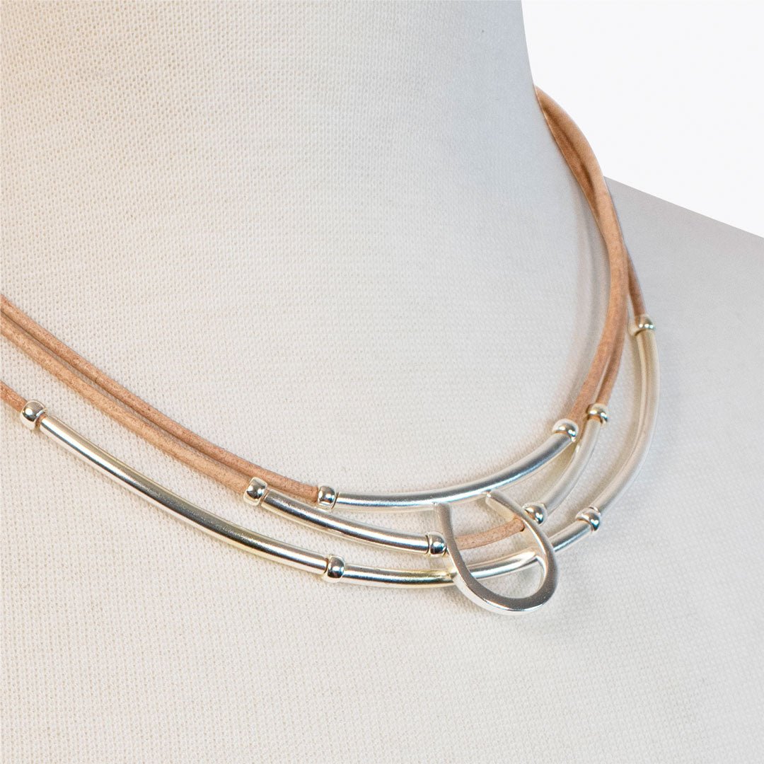 Urban Equestrian - Calista - Equestrian Horseshoe Necklace on Natural Leather