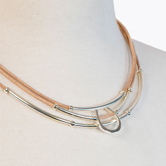 Urban Equestrian - Calista - Equestrian Horseshoe Necklace on Natural Leather