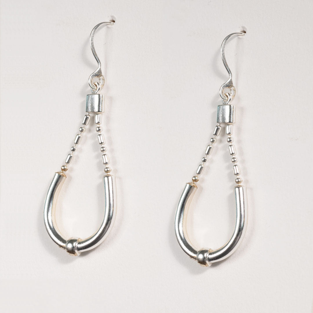 Urban Equestrian  - Calista - Sterling Silver Bosal Horseshoe Earring on Beaded Chain