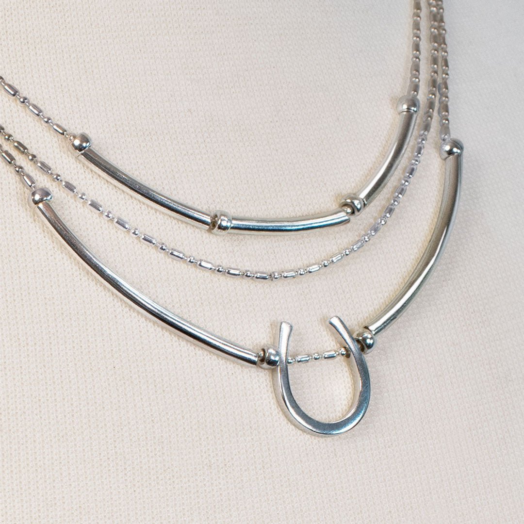 Urban Equestrian  - Calista - Sterling Silver Bosal Horseshoe Earring on Beaded Chain