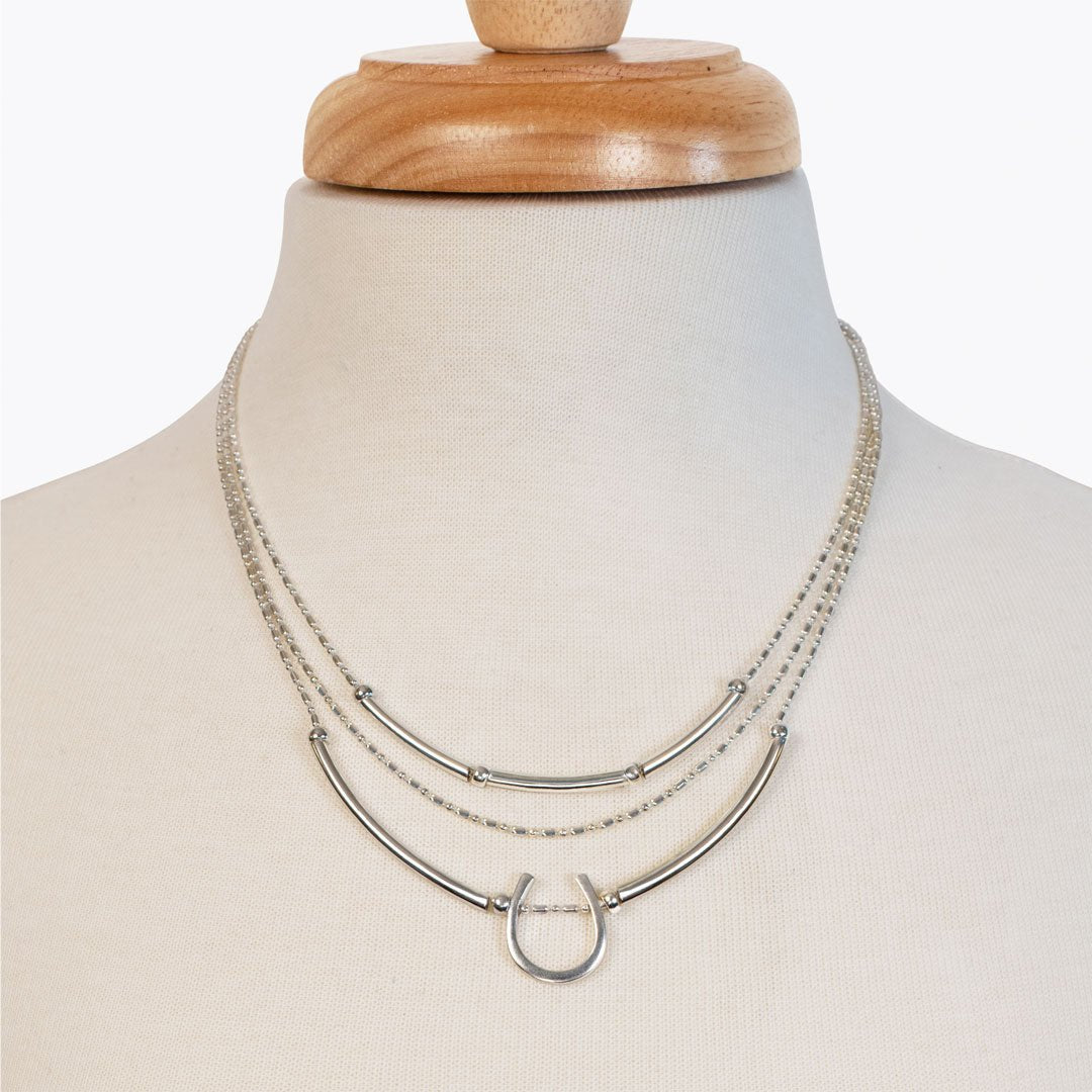 Urban Equestrian  - Calista - Sterling Silver Bosal Horseshoe Earring on Beaded Chain